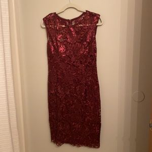 Adrianna Papell Burgandy Cocktail Dress.